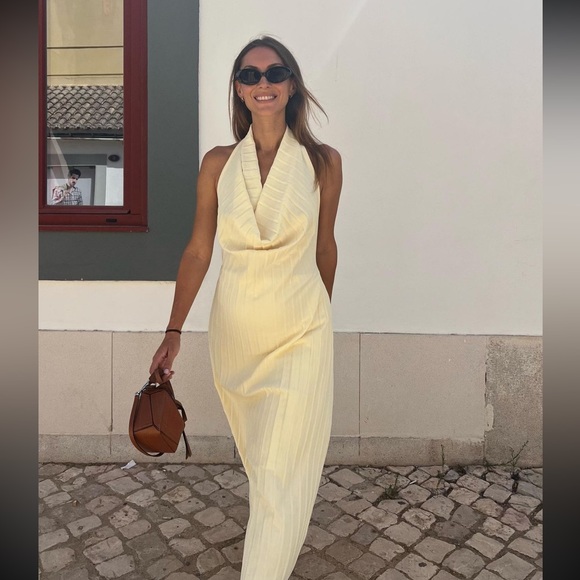 ZARA PLEATED HALTER DRESS - Picture 5 of 16